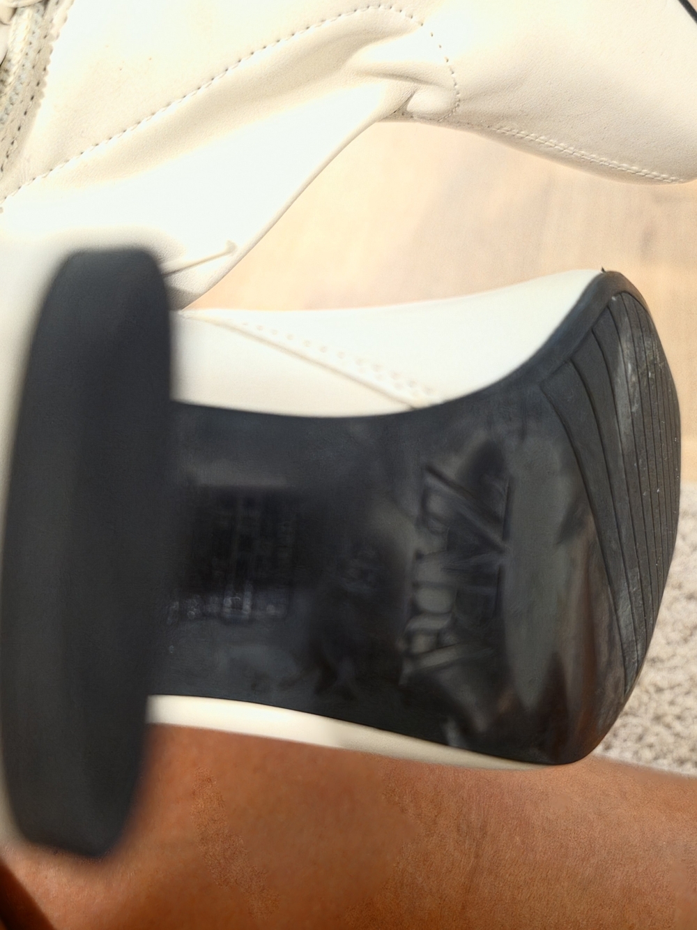 Zara Cream Square-Toe Block Heel Ankle Boots - Picture 5 of 7